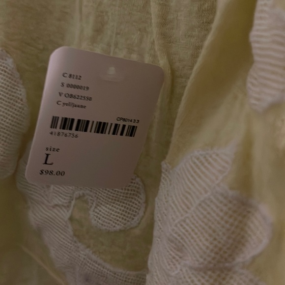 Free People 'Georgina' Embroidered Cold Shoulder Yellow Top L - Picture 5 of 10